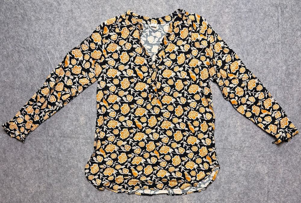 Old Navy Tunic Top Womens Medium M Multicolor Floral Long Sleeve Blossoms Spring